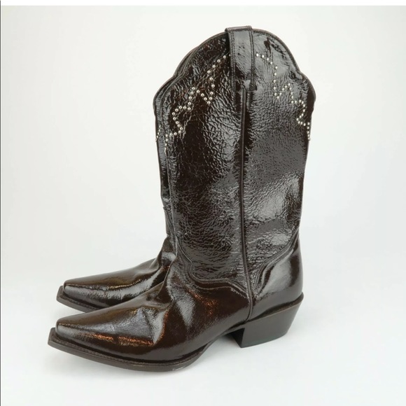 j.b dillion Shoes - JB Dillon Patent Leather Cowboy Boots Studded